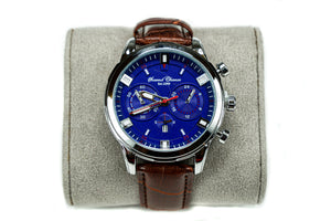 Signature Chronograph Brown Leather Band Watch