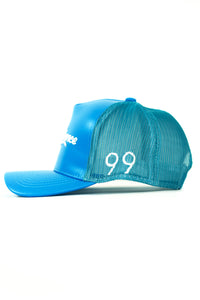 "Dave" Carolina Blue Leather Trucker Hat